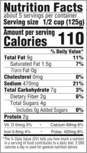 Tomato & Basil - Nutritional Information